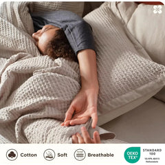 3 Pieces King Size Pure Cotton Woven Linen Colorful Duvet Cover Soft Breathable Bedding Set