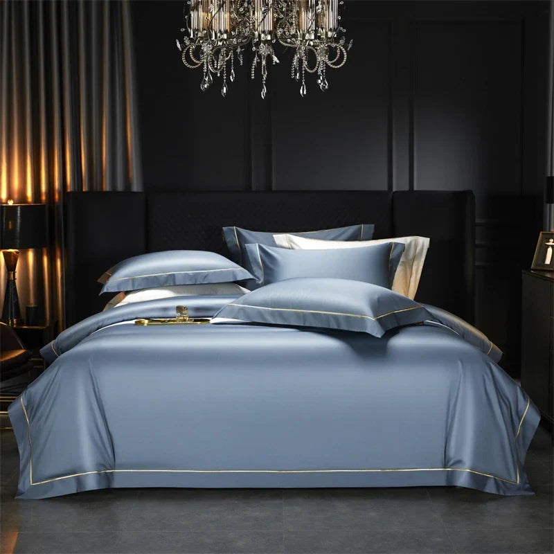 1000TC Egyptian Cotton Luxury Embroidery Solid Color Hotel Style Bedding Set