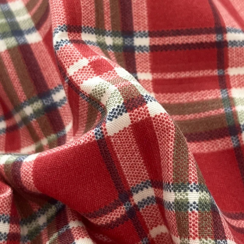 Vintage Double Sided Red Plaid Bedding Set