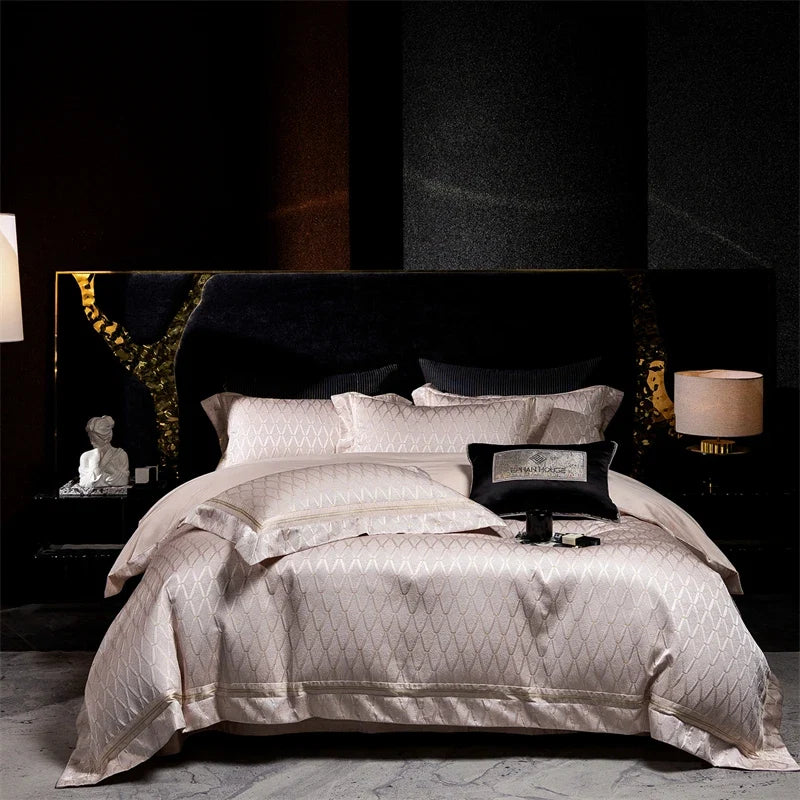 1000TC Egyptian Cotton Thick Weave Jacquard Luxury Bedding Set