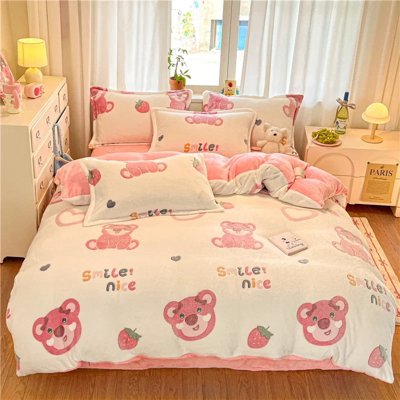 Winter Thicken Warm Short Plush Duvet Cover King Double Queen Size Double-side Coral Fleece Quilt Cover Not Including Pillowcase