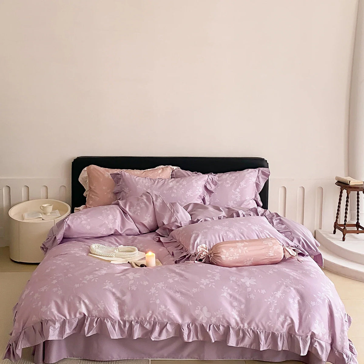 Floral Plant Patterns Ruffles Bedding Set