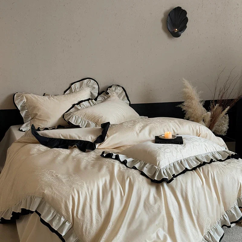 Premium 600TC Egyptian Cotton Jacquard Champagne Luxury Bedding Set