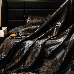 Black Gold Jacquard Egyptian Cotton Bedding Set