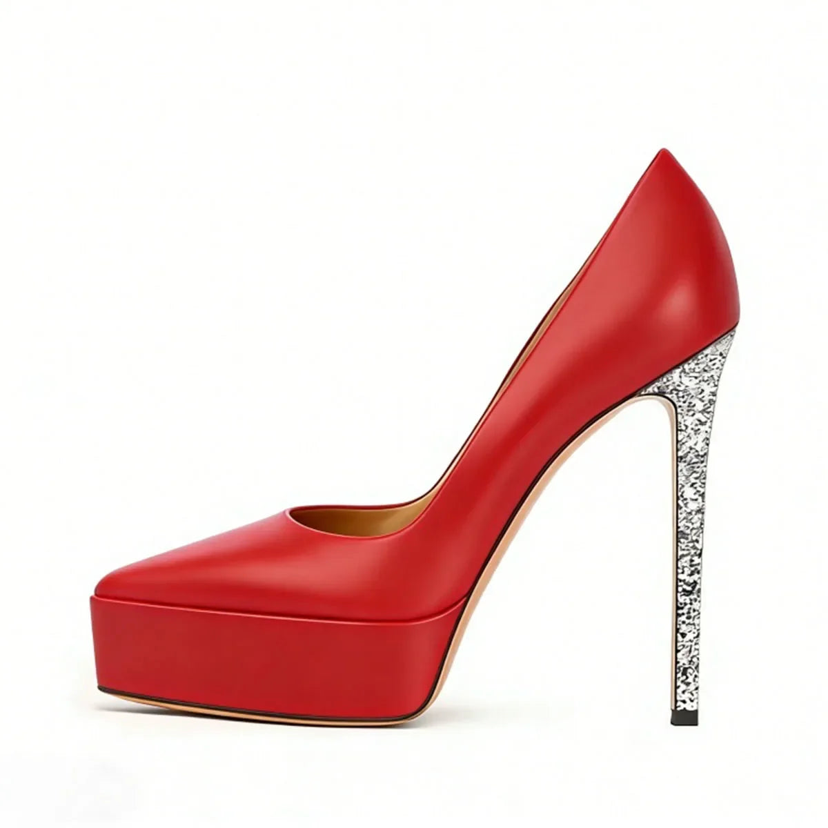 white patent leather Sequin stiletto Platform Pumps