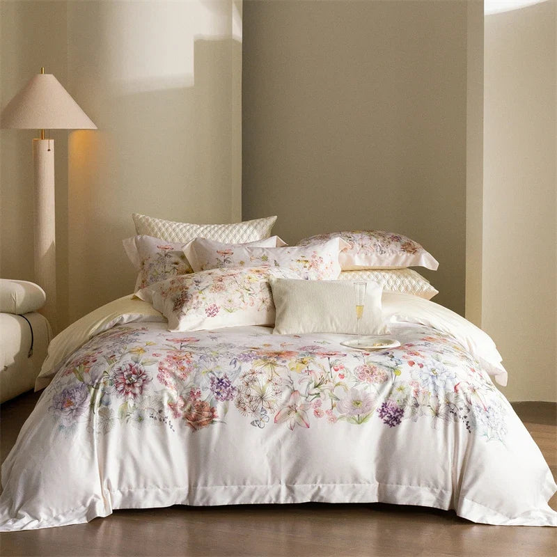 Luxury 1000TC Egyptian Cotton Flowers Prints Bedding Set