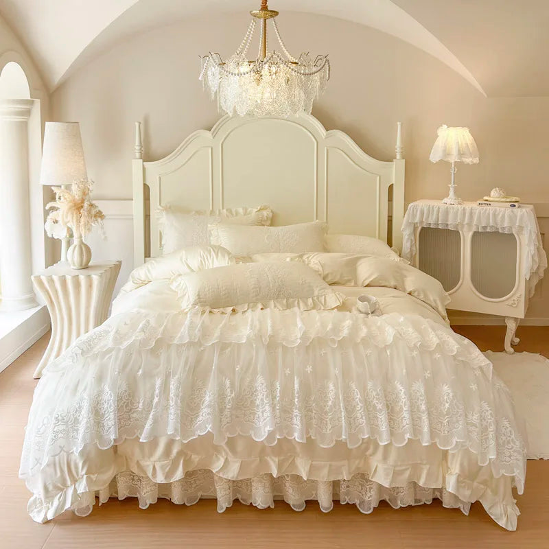 4/6Pcs Princess Wedding Bedding Set