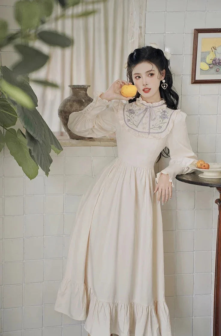 Magnolia Garden Light Academia Vintage-Style Princess Dress