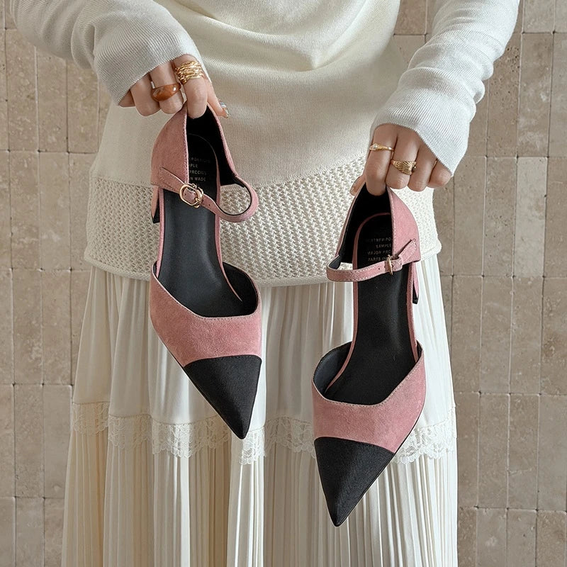 leather sheep suede high Heels