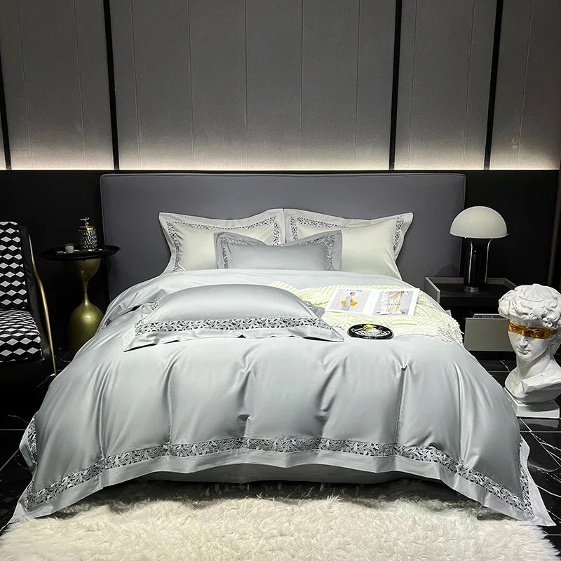 Premium 1200TC Egyptian Cotton Hollow Wide Edge Luxury Bedding Set