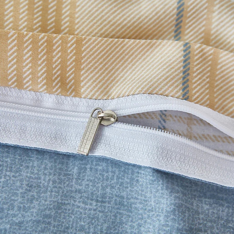 Nordic All Cotton plaid comforter cover for double bed 100% Pure Cotton Quilt cover 1pcs soft Simple Duvet cover King Queen Size