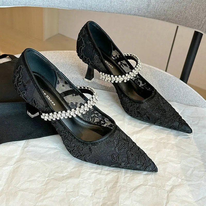Sexy Lace Pointy High Heel