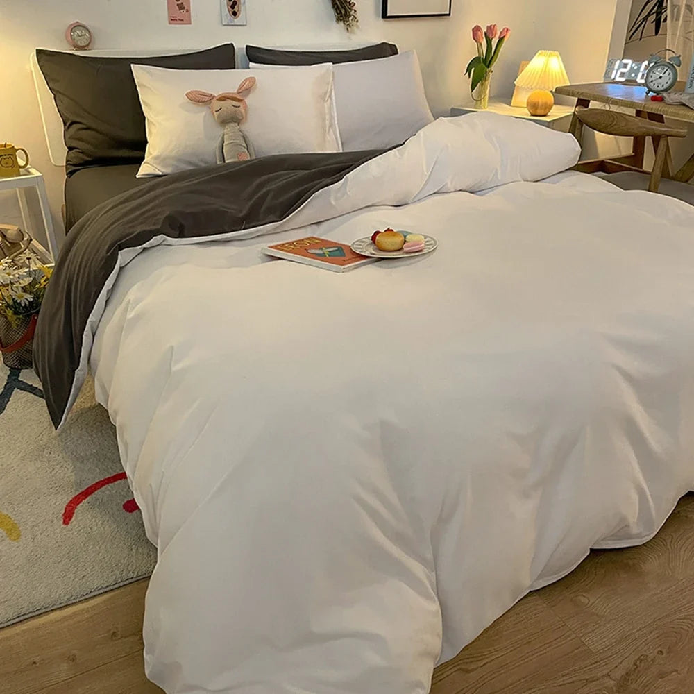 1 Pc Housse De Couette 220x240 White Gray Color Duvet Cover Double Size Funda Nordica Cama 150 Queen/King Size Bed Cover