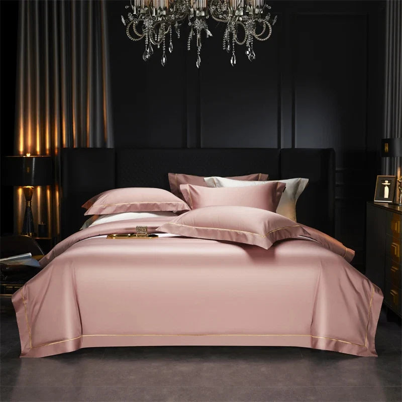 1000TC Egyptian Cotton Luxury Embroidery Solid Color Hotel Style Bedding Set