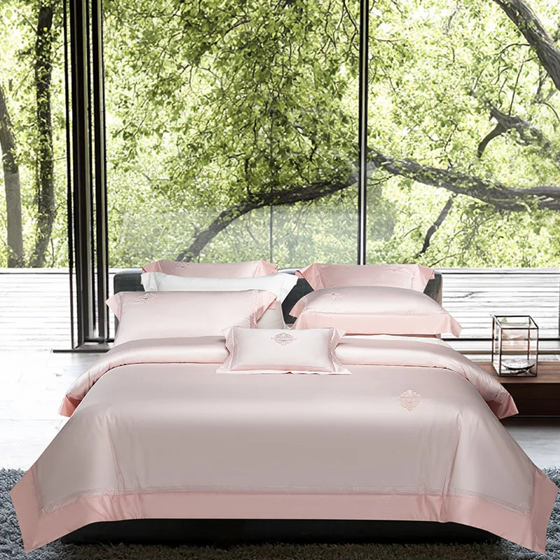 Luxury Embroidery Solid Color Bedding Set