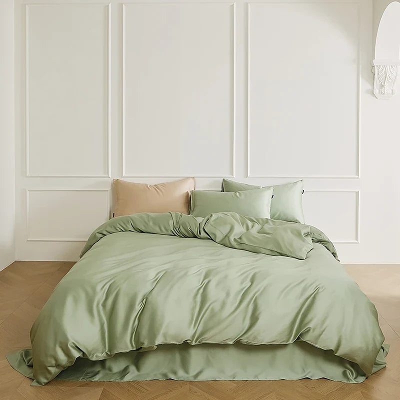 600TC Lyocell Soft Silky Cooling Solid Color Bedding Set