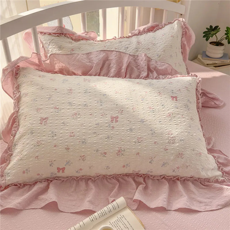3/4Pcs Korean Princess Style Ruffles Bedding Set
