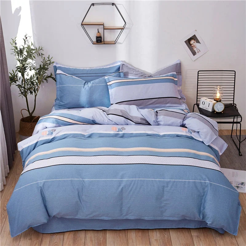 Pastoral Printed Quilt Covers 1PCS All Cotton Soft Comforter Cover Strip Simple Duvet Cover for Single Double Bed of 120 200