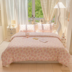 3pc Pink Flower Printed Duvet Cover Sets Floral Style High Quality Soft Bedding Queen Size Duvets Cover with Pillowcase