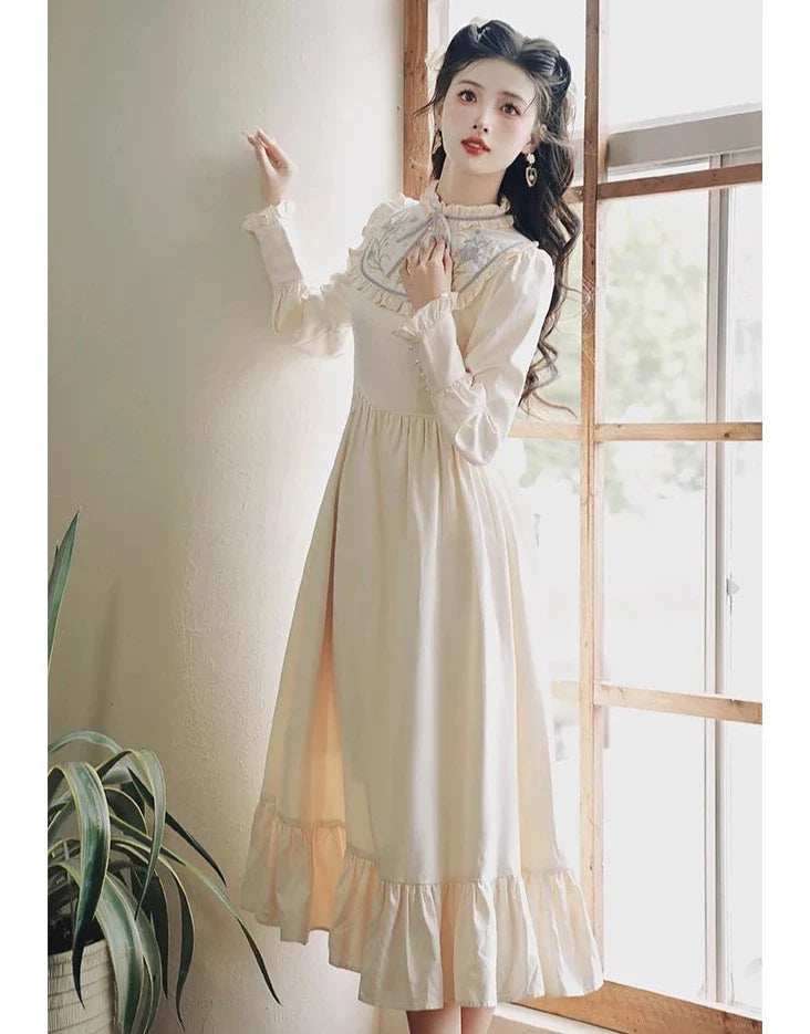 Magnolia Garden Light Academia Vintage-Style Princess Dress