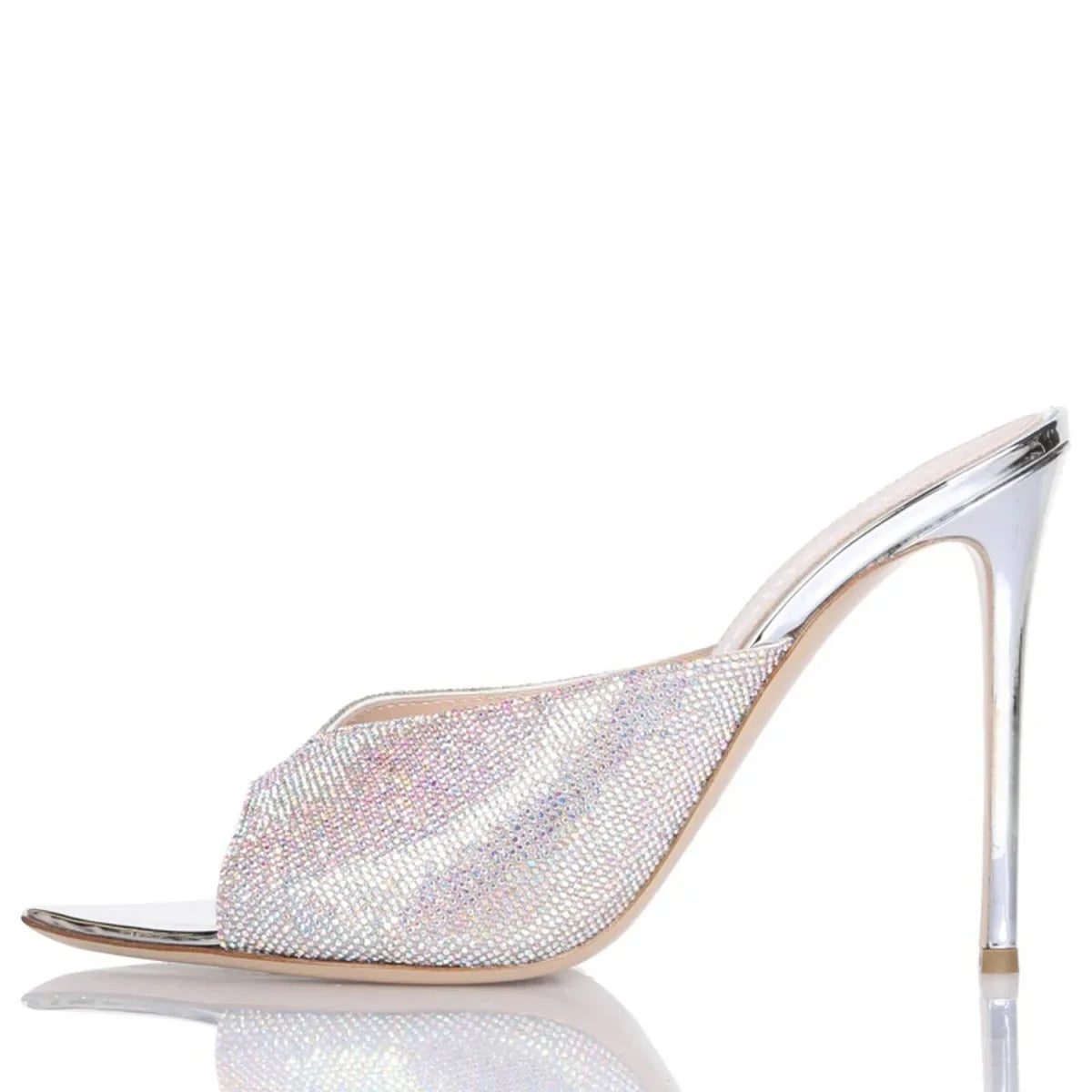Peep toe Slippers Pointed toe pull-on Super high Heel
