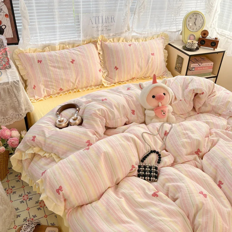 2025 Washed 4PCS Duvet Cover Set All Seasons Bedding Set