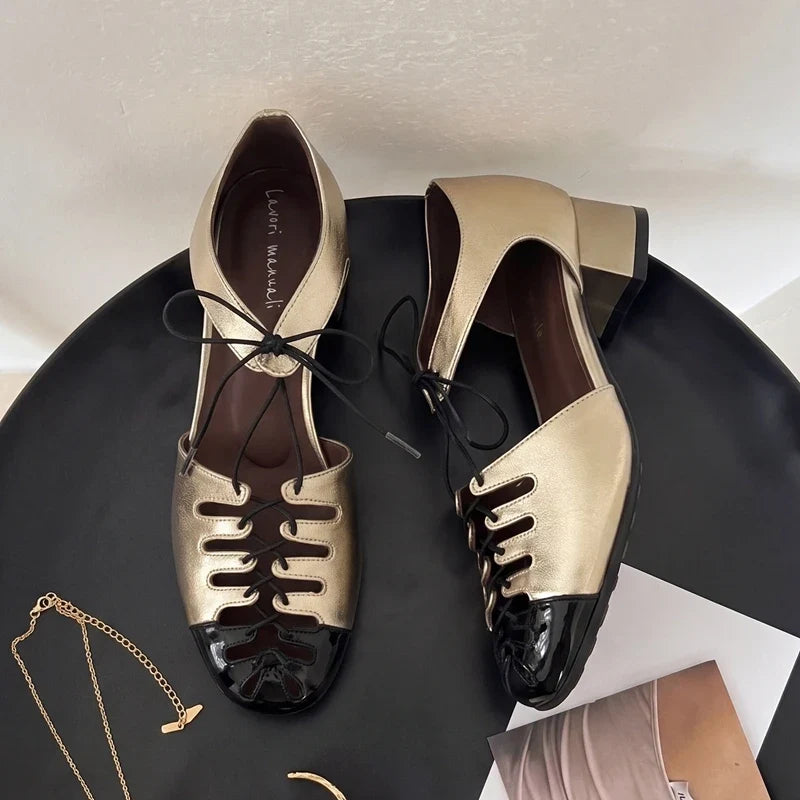 sheepskin round toe tie