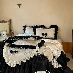 Vintage French Ruffles Bow Wedding Bedding Sets