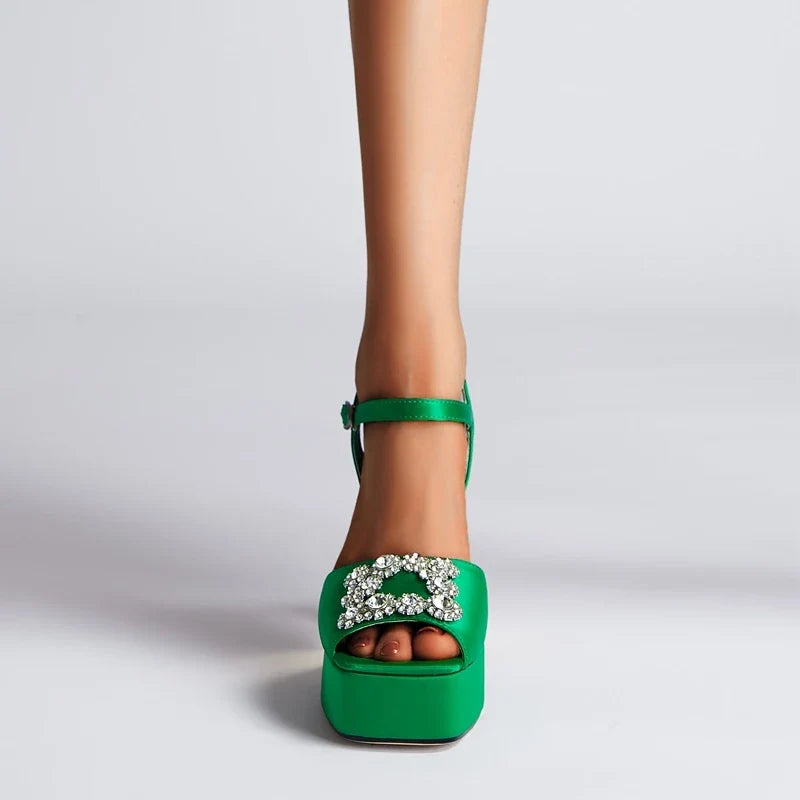 Diamond Accessories Thick Sole Waterproof Platform High Heel