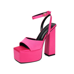 Blue Satin Peep Toe Shoes