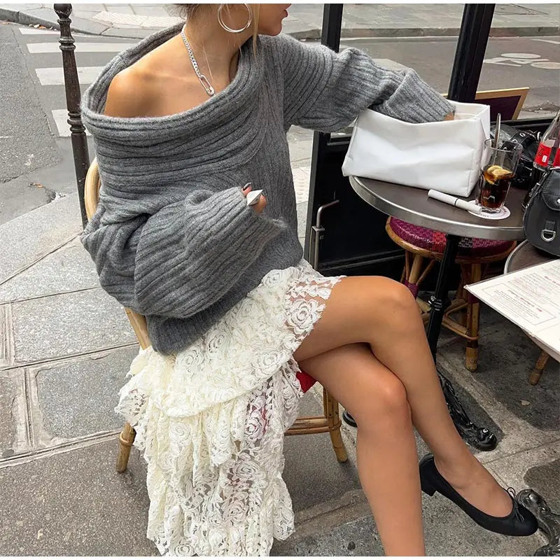 Sculpted Serenity Slash Neck Sweater