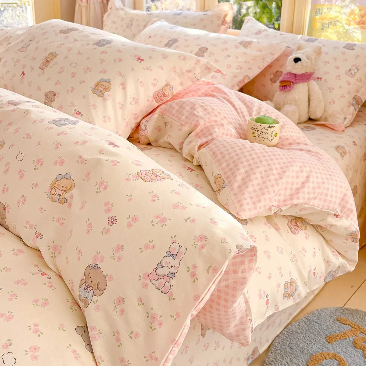 Pastoral Style Florals 100% Cotton Duvet Cover Soft Skin Friendly Single Double Bed Covers Pillowcases Queen King Bedding Set