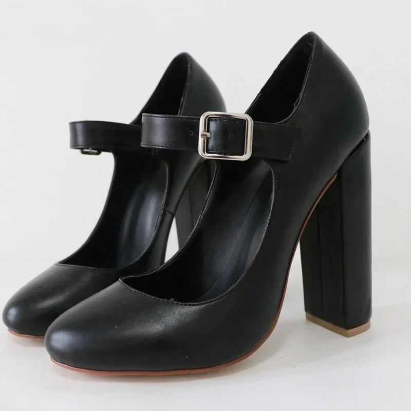 Patent Leather Belt buckle high-heeled Shoes