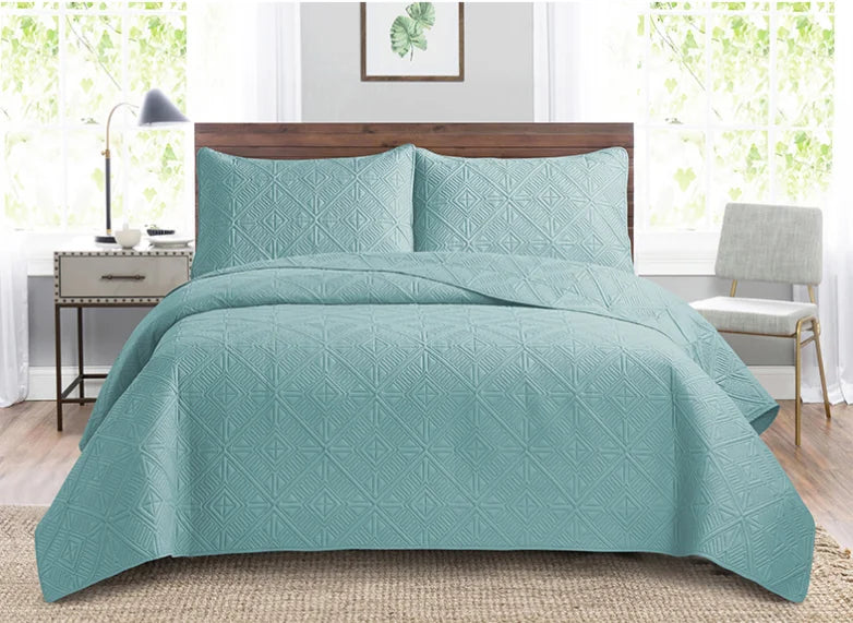 3pcs Luxury Quilted Microfiber Bedspread Coverlet Bedding Set