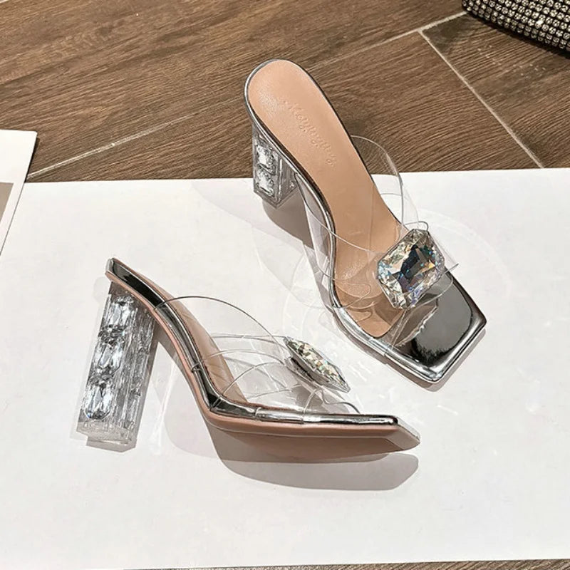 Big Diamond Rhinestone Transparent Sandals