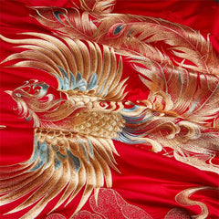 Luxury Chinese Style Wedding Flower Dragon Phoenix Embroidery Bedding Set