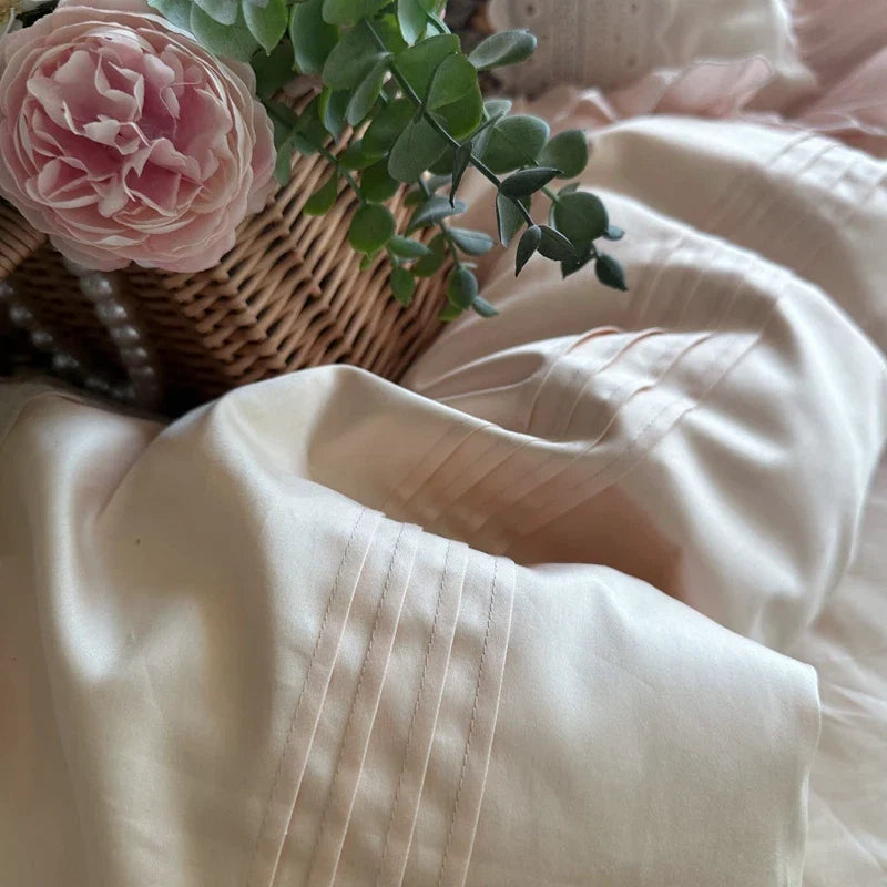 Vintage Floral Print Lace Ruffles Princess Bedding Set