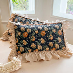 100% Cotton Floral Print Lace Princess Bedding Set