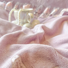 Butterfly Embroidery Lace Ruffles Carved Velvet Winter Thickened Bedding Set
