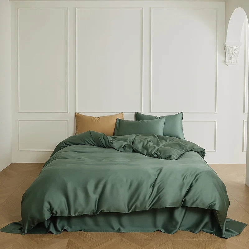 600TC Lyocell Soft Silky Cooling Solid Color Bedding Set