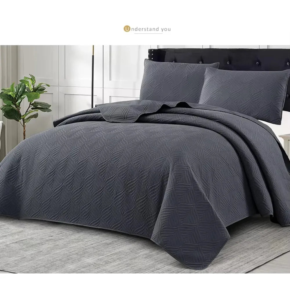 3pcs Luxury Quilted Microfiber Bedspread Coverlet Bedding Set