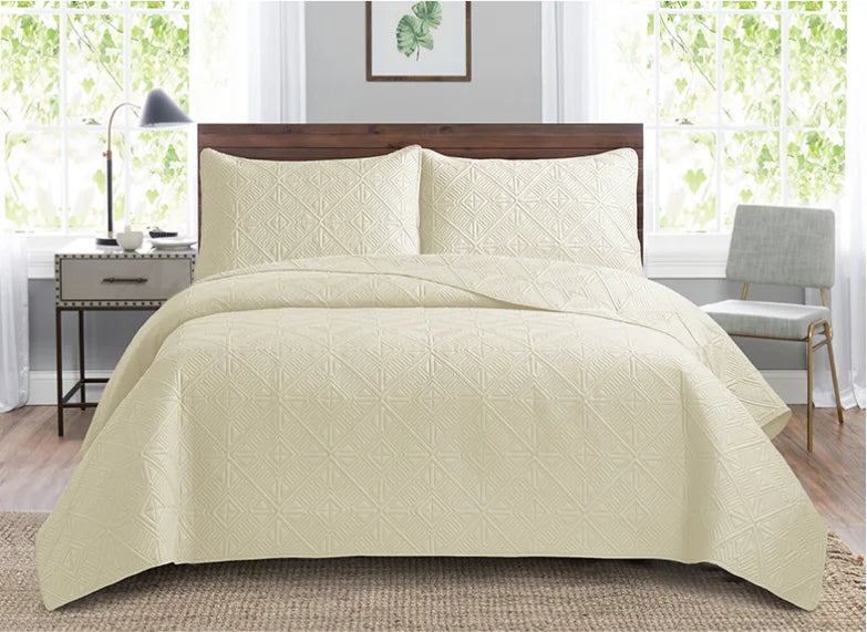 3pcs Luxury Quilted Microfiber Bedspread Coverlet Bedding Set
