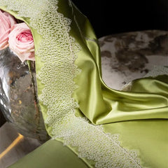 Green Brocade Egyptian Cotton Soft Silky Luxury Bedding Set
