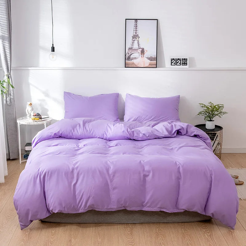 Nordic Solid Color Brushed Duvet Cover 220x240 Single Double Bed Microfiber Bedding Set