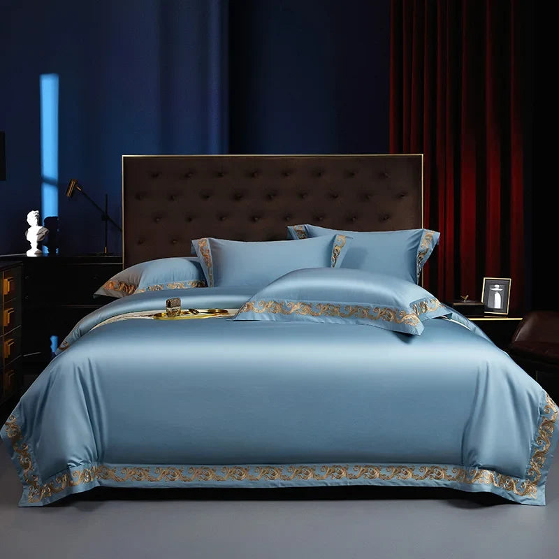 1400TC Egyptian Cotton Luxury Gold Embroidery Bedding Set