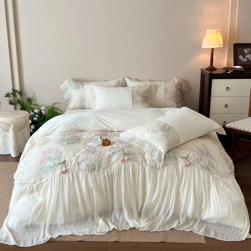 Shabby Chic Pink Flower Bedding Set