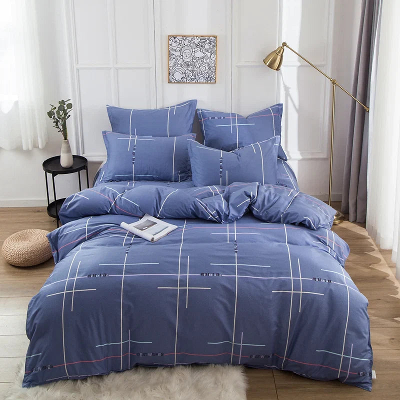 Nordic All Cotton plaid comforter cover for double bed 100% Pure Cotton Quilt cover 1pcs soft Simple Duvet cover King Queen Size