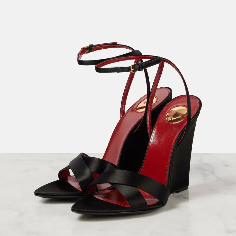 Stylish Cross - Strap Wedge Sandals