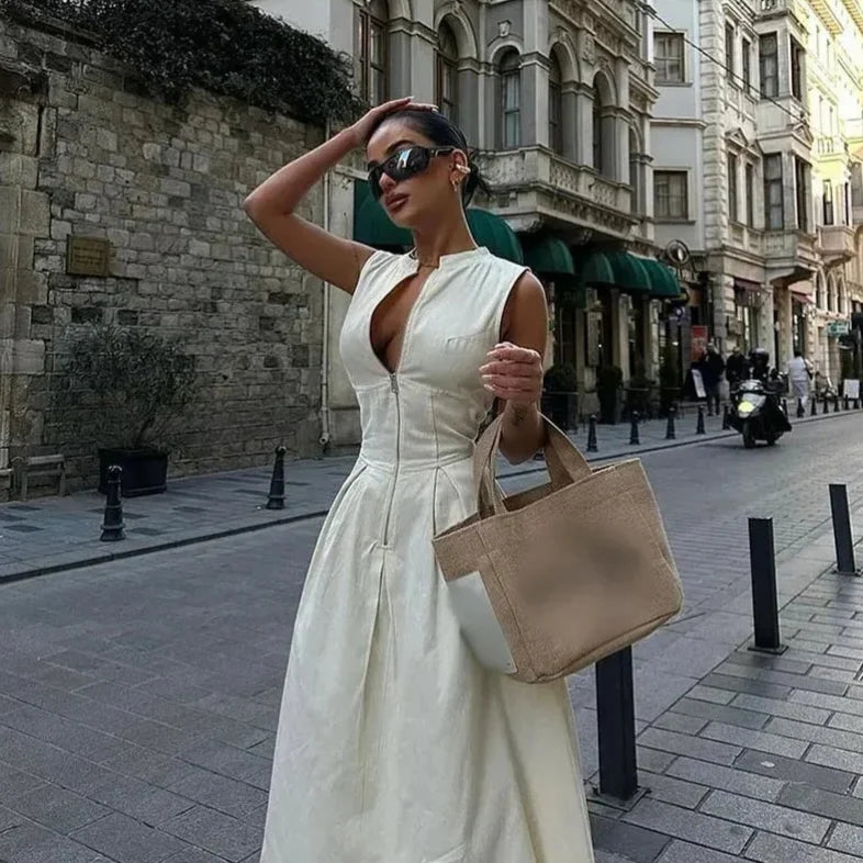 Ed Sara Pleated Long Dress