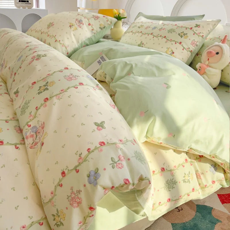 White Blue Duvet Cover Set Ins Simple Single Queen Size Girls Boys Flat Sheet Pillowcase No Filler Home Decor Bedding Set